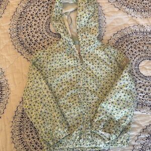 Light Green floral Hooded Rain Jacket